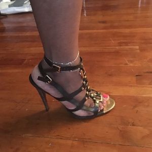 Tory Burch Brown Leather Sandals with Gold Accents